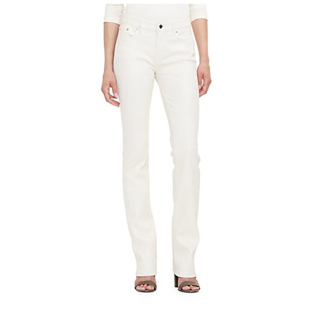 Lauren Ralph Lauren Petite Coated Straight Jeans - Pearl - Petite 14